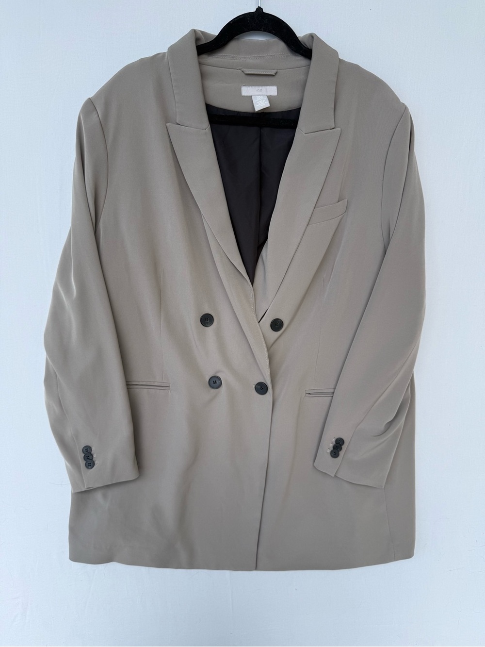 Double-Breasted Oversized Women's Blazer Jacket in Taupe